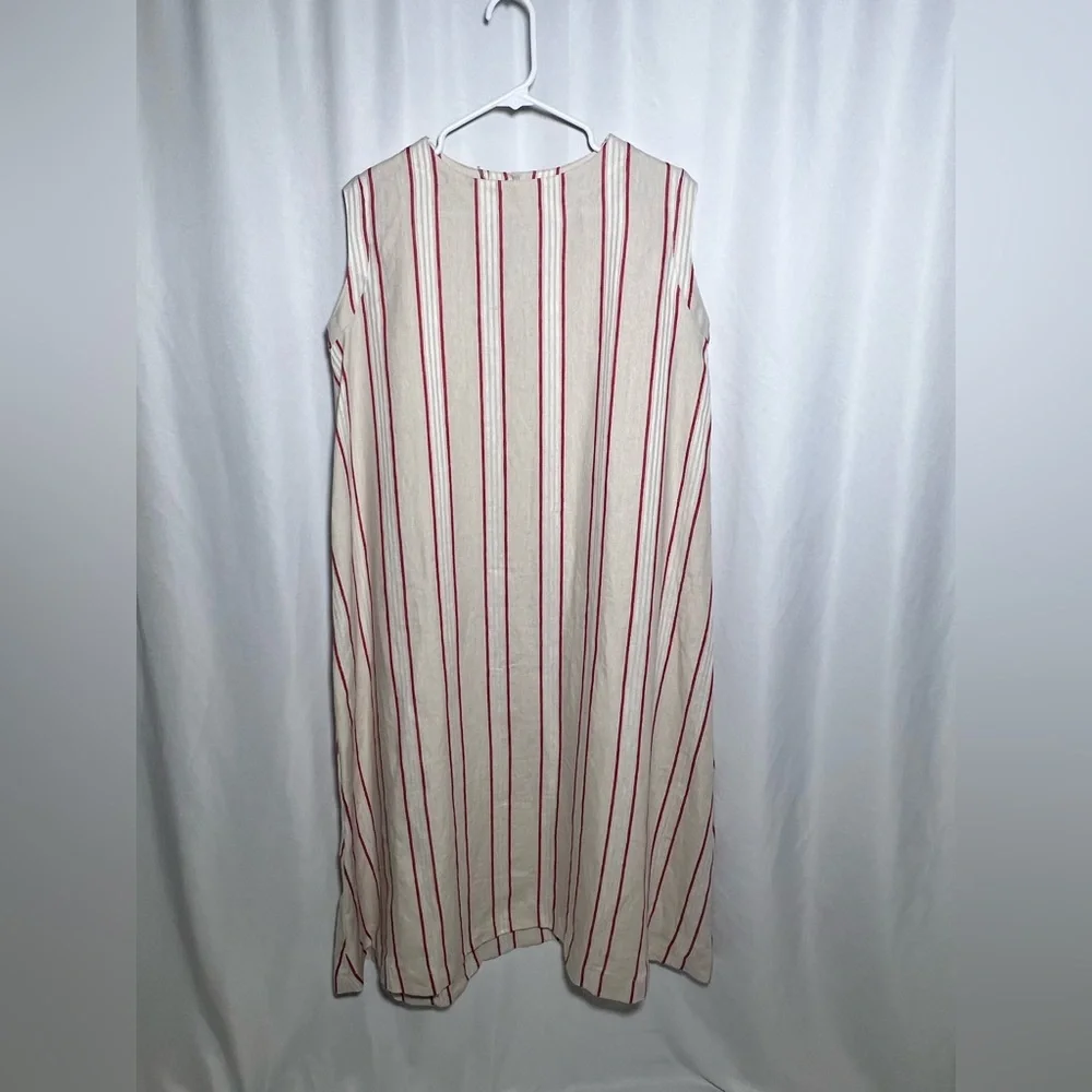 ICHI ANTIQUITES LINEN STRIPE SLEEVELESS DRESS - Picture 2 of 11